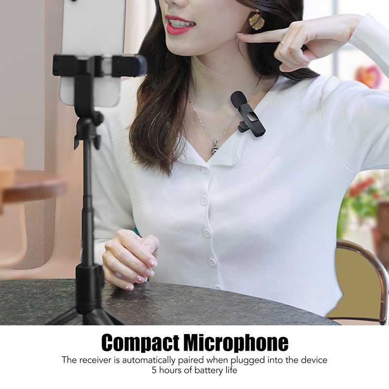 Wireless Lavalier Microphone Intelligent Noise Cut Automatic Pairing Compact Microphone