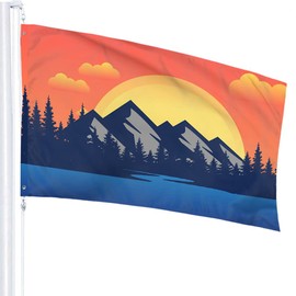 IBILIU Mountain Flag 3x5 Ft Outdoor,Trees Lake River Sunrise Sunset Landscape Garden Flags House Flags Banner Decor For Courtyard Porch Lawn