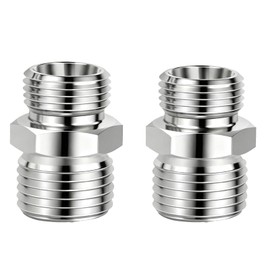 2 Pieces M14 to M16 Stainless Steel Accessory Adapter, Mini Excavator Hydraulic Hose Thread Connector, Suitable for AGT, FF Industries, VICSEC, Miva, Machpro, TPM