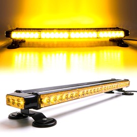 CUMART 26.5" Amber Yellow 54 LED Automotive Rooftop Beacon Warning Emergency Flashing Snow Plow Light Bar Double Side Strobe Light Traffic Advisor with Magnetic Base For Tow Work Truck Pickup