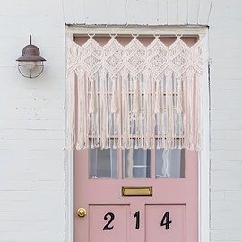 Osunnus Macrame Wall Hanging Macrame Valance Curtain for Window Doorway 40" x 30" Boho Macrame Wall Tapestry Decor with Tassel, 1 Panel