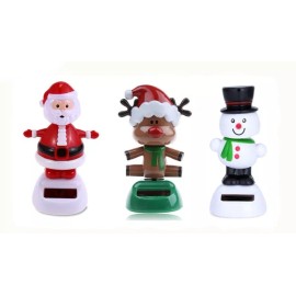 Chic Design 3 Solar Dancing Santa, Reindeer, Snowman great happy Christmas friendship gift
