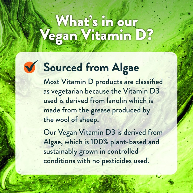 Vegan Vitamin D 1000iu Tablets - 180 Easy-Swallow Plant-Based Algae