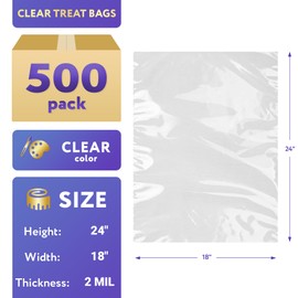 APQ Clear Packing Bags, 18 x 24 Inches. Pack of 500 Clear Poly Mailers. 2 Mil Clear Shipping Bags with Open Top. Waterproof Clear Packaging Bags for Small Items