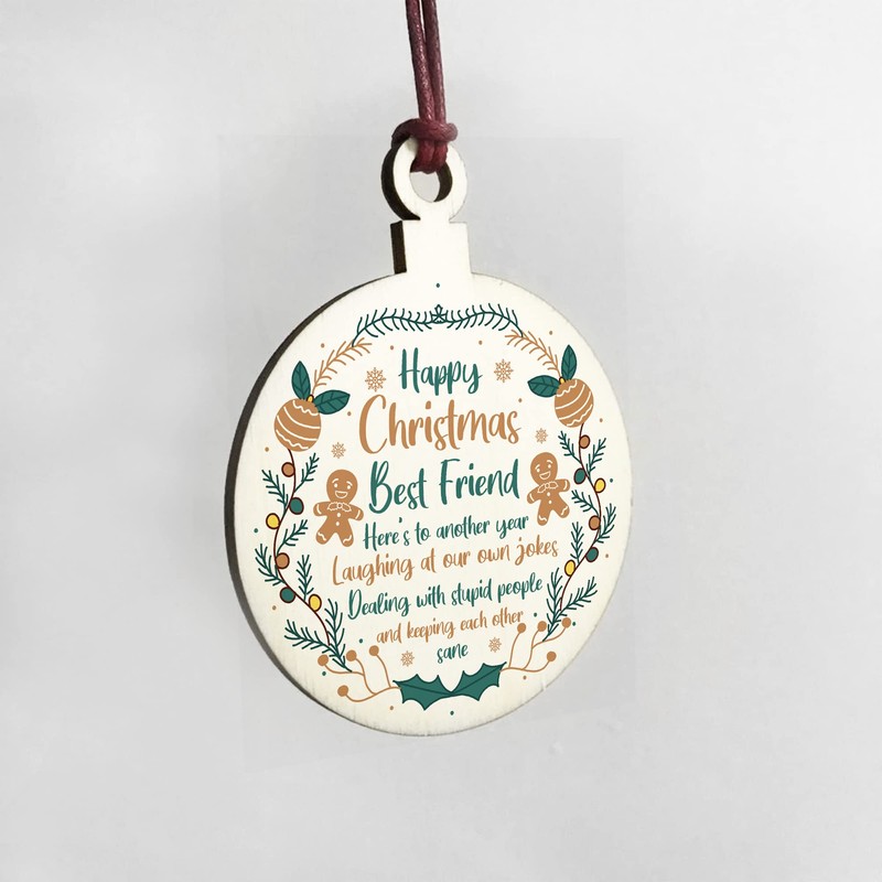 Best Friend Wood Bauble Tree Decoration Friendship Gift Keepsake