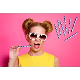 Fruidles Swirl Candy Cane Sticks Suckers, Old-Fashioned Multicolored Lollisticks, Individually Wrapped, 5.3/4" Inch, 0.75 oz each, 12-Pack (Cotton Candy)