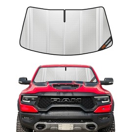Pigenius Windshield Sun Shade for 2019-2025 Ram 1500 with 10 Inch Wide Sensor. Full Front Window Sunshade Coverage