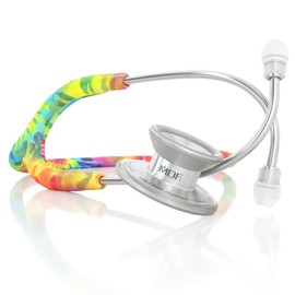 MDF Tie Dye Silver MD One Epoch Lightweight Titanium Stethoscope, Adult, Tie Dye Tube, Silver Chestpieces-Headset, MDF777TTD+ Travel Case