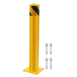 laffoonparts 36 inch Safety Bollard, 4.5" D Yellow Powder Coat Pipe Steel Safety Barrier with 4 Bolts, for Traffic-Sensitive Area