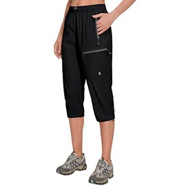 Little Donkey Andy Women's Quick Dry 3/4 Pants Capri Shorts Lightweight Hiking Travel Casual Black S