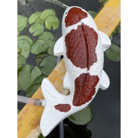 SW 12"Concrete AI-GOROMO Koi fish Fountain Pond Spitter Garden Statue (1/2" hose)