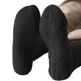Dress Cici Winter Fluffy Slipper Socks, Wool Half Crew Plush Warm Socks for Women and Men (4 Pack: 4Black)