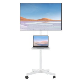 suptek White Mobile TV Cart for 21-60 Inch LCD LED Flat/Curved Panel Screen TVs Max VESA 400x400 with Laptop Shelf Holds up to 77lbs, White, ML55BW