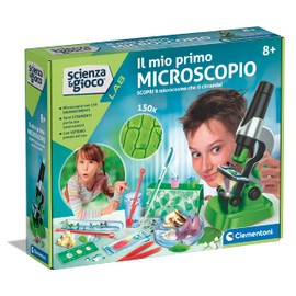 Clementoni - 19347 - Science and Game Lab - My First Microscope - Laboratory Optical Microscope 150X, Scientific Experiments for Children from 8 Years (Game in Italian), Made in