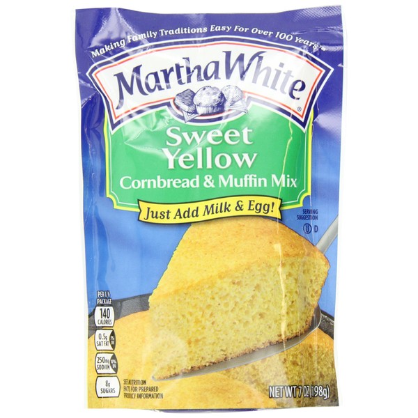 Martha White Sweet Yellow Cornbread and Muffin Mix, 7-Ounce Packages (Pack of 12)