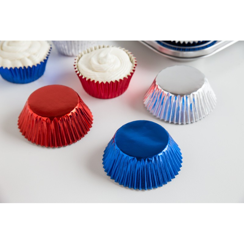 Fox Run Patriotic Foil Bake Cup Set, Standard, 45 Cups,