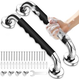 2 Pcs Barras de Seguridad para Baño, SUS304 Pasamano Acero Inoxidable, Barra de Agarre para Bañera o Ducha con Agarre de Goma Antideslizante, para ancianos, mujeres embarazadas, etc