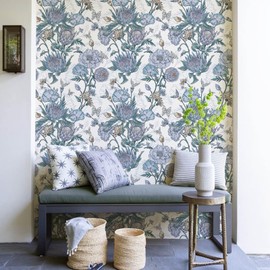 Floral Wallpaper Peel and Stick Floral Contact Paper Blue and Purple