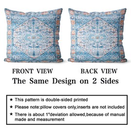 Snylcce Boho Throw Pillow Covers Set of 2 -Aquablue Antique & Vintage Design, Double-Sided Pattern 45x45 cm Soft Cushion Covers for Garden Couch, Sofa, Bed - Decorative 45x45 CM Pillowcases