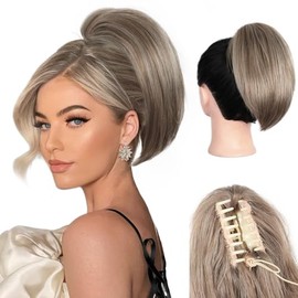 ZQIAN BEAUTY Extensión de Coleta Corta de 25 Cm - Extensiones de Cabello Liso Y Suave, Extensión de Coleta con Pinza, Piezas de Cabello Sintético Cort