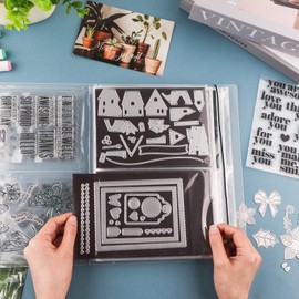 Briartw Large Storage Book with 10 Pcs 6.9x5" Magnet Sheets,Storage Album,Sticker Photo Stamp Cutting Dies Postcards Stencil Storage Book Organizer Folder,Storage booklet