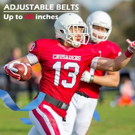 Tagtight Flag Football Belt, Adjustable Flag Football Set and Belt, Football Waist Belt for 14 Players for Sports Training, Competition, Blue & Yellow