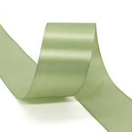 Sage Green Satin Ribbon 1-1/2 Inches, 25 Yards Solid Color Fabric Ribbon for Gift Wrapping, Crafting, Bows Making, Sewing Projects, Christmas Tree and Wedding Party Decoration