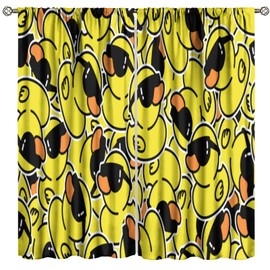 HZOHNAGO - Cortina de patos de dibujos animados para decoración de habitación de niños, cortinas opacas con bolsillo para barra de ventana, para recámara, sala de estar, 42 x 63 pulgadas