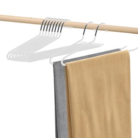 Grucce per pantaloni, 10 pezzi, salvaspazio, multifunzionali, in metallo, con estremità aperte, per pantaloni, gonne, asciugamani, 38 x 13 cm (beige/bianco)