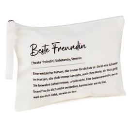 COLOFALLA Best Friend Gifts Friendship Gift Cosmetic Bag Small Toiletry Bag Makeup Bag Pencil Case Gift for Colleague Team Bride JGA Birthday, White, Best friend