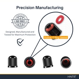 HNTR® Car Valve Caps | Set of 10 | Universal Tyre Air Valve Covers for Cars, Bikes, Motorcycles & Cycles | Dustproof & Leakproof with Inner Seal Ring | Durable Black Screw-On Cap