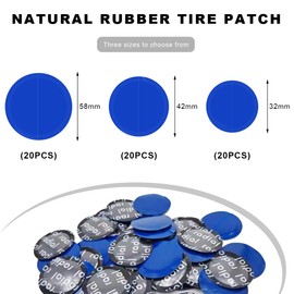 MTRPS 60 PCS Tire Repair Patch, 32mm 42mm 58mm Round Natural Rubber Tyre Patches Kit, Heavy Duty Tyre Puncture Cold Patches Auto Tire Repair Tool for Car Truck Bike Motorcycle