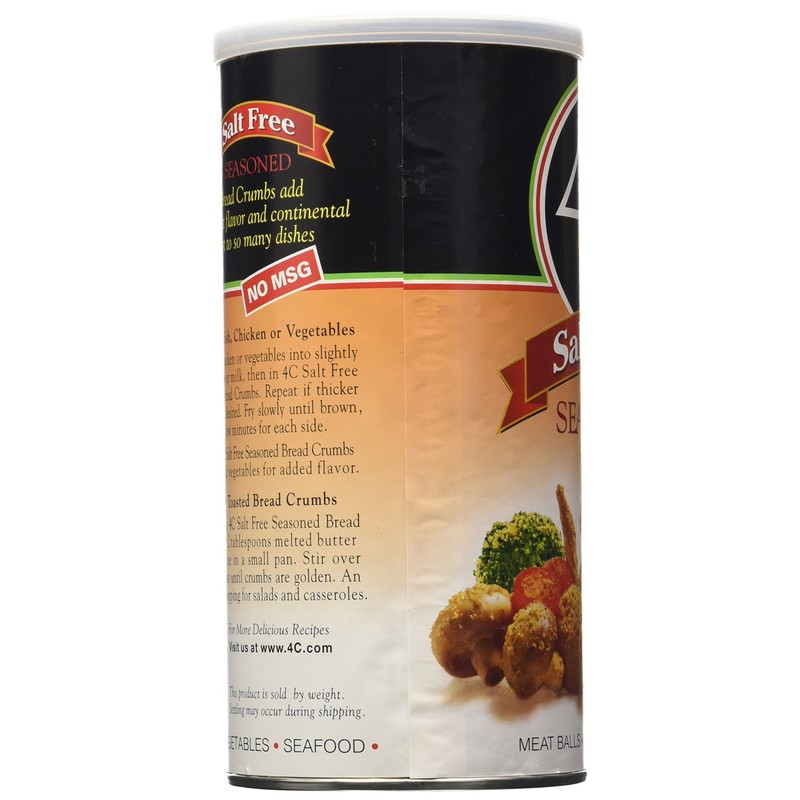 4C Salt Free Seasoned Bread Crumbs-12 oz - Pack Of