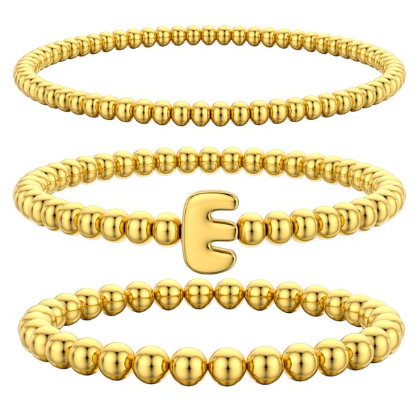 Kenivira Gold Beaded Bracelets for Women, Stackable Gold Initial Bracelets