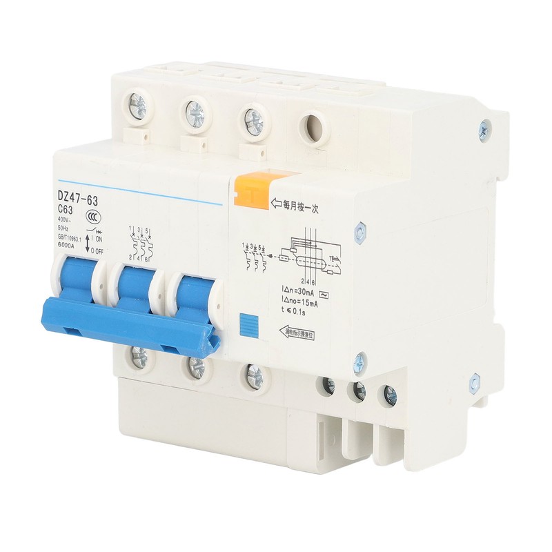3P+N Miniature Circuit Breaker Ground Fault Leakage Overload Protection Switch