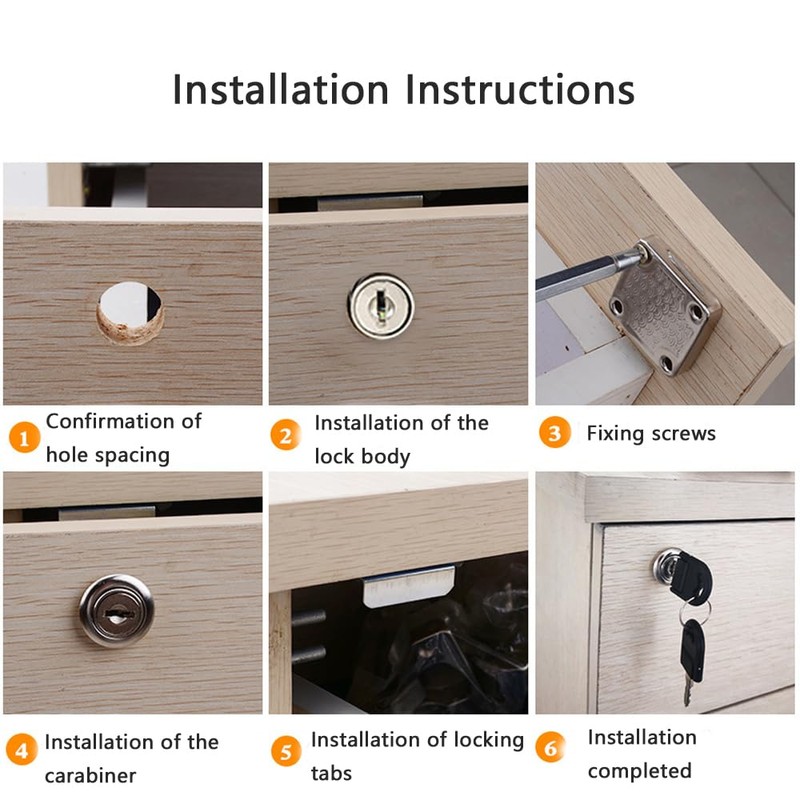 UtySty 3 Pack Drawer Lock File Cabinet Locks with Folding