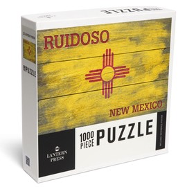 Ruidoso, New Mexico, State Flag, Rustic Painting (1000 Piece Puzzle, Challenging Jigsaw Puzzle for Adults, Made in USA)