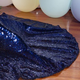 ShinyBeauty 21Inch-Navy Blue-Sequin Christmas Tree Skirt, 21in Mini Sequin Tree Skirt for Christmas Decoration Small Christmas Tree Skirt for Small/Tabletop Trees