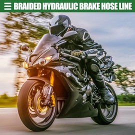 Motoforti Universal Brake Hose Motorcycle ATV Dirt Bike Motocross Braided Hydraulic Brake Line Oil Hose Pipeline, 40cm, Durable, Metal, Black Army Green, 1 Set