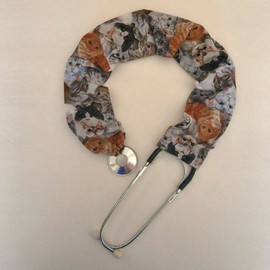 Stethoscope Covers Handmade Variety Patterns Colors 100% Cotton Scrunchie (Cats)