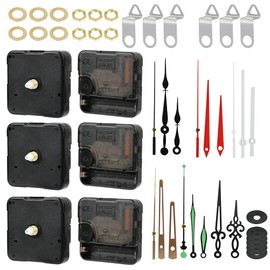 Pack of 6 Clock Movements for Wall Clock Movement, High Torque, Long Wave, Silent Movement Mechanism with Hands, Various Pairs, Hand Clock Repair Replacement Parts (13 mm/0.51 inches),
