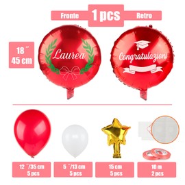 BETESSIN Graduation Balloons Red - La Mia Laurea - Balloons from Italian - Graduation Table Decoration