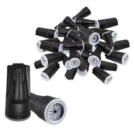 Litoexpe 50 Pieces Waterproof Wire Connectors, Medium Waterproof Wire Nuts Black Direct Burial Wire Nuts for Outdoor Landscape Lighting, Irrigation Valves, 0.93 x 0.47 Inch