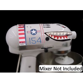KA Mixer Cover Kit Flying Tiger Shark Plane Decal Sticker Red, White, Navy Blue, and Black, Compatable with all stand mixers. Mixer Not Included.