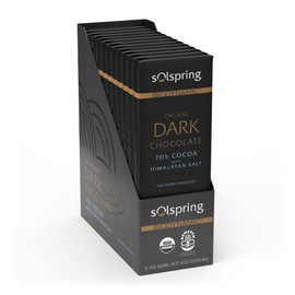 Solspring Biodynamic Organic Dark Chocolate Bars with Himalayan Salt (12-1.41 oz Bars), 70% Cocoa, Fine Swiss Chocolate, Certified USDA Organic, Demeter Certified, Gluten Free, Soy Free, Dr. Mercola