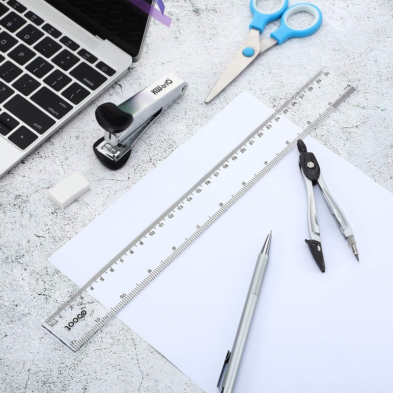 EBOOT 2 Pack Plastic Ruler Straight Ruler Plastic Measuring Tool