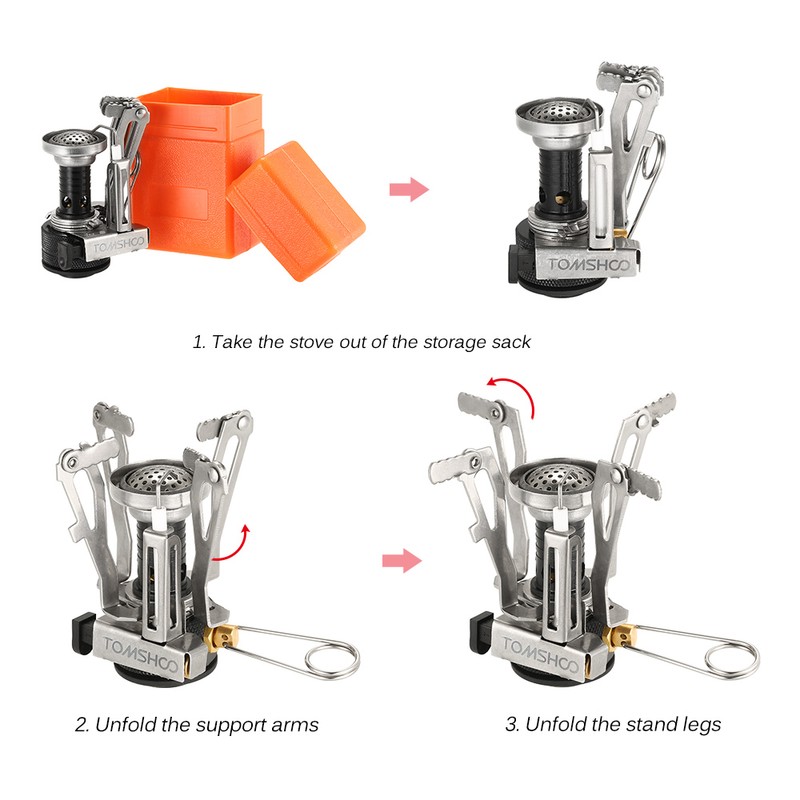 Mini Backpacking Canister Stove Burners Camping Outdoor Cooking Foldable Hiking