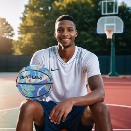 OPPUM Indoor/Outdoor Basketballs -Size 3 (22"), Size 5 (27.5"), Size 7 (29.5") -Tailored for Toddlers, Kids and Adults - Unique Innovative Design -Street Basketball. (Wave Blue, Size 7-29.5")