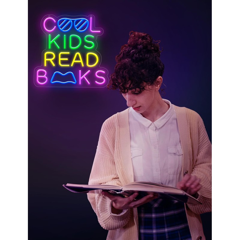Lumoonosity Cool Kids Read Books Neon Sign - Reading Neon