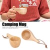 2Pcs Camping Mug Drinking Tea Cup Rubber Wood Mini Portable
